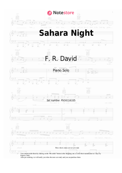 Sheet music, chords F. R. David - Sahara Night