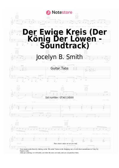 Sheet music, chords Jocelyn B. Smith - Der Ewige Kreis (Der König Der Löwen - Soundtrack)