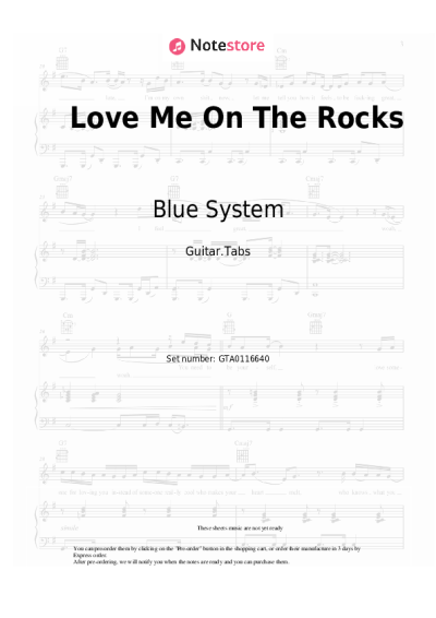 Sheet music, chords Blue System - Love Me On The Rocks