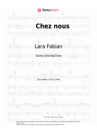 Sheet music, chords Lara Fabian, Félix Lemelin - Chez nous