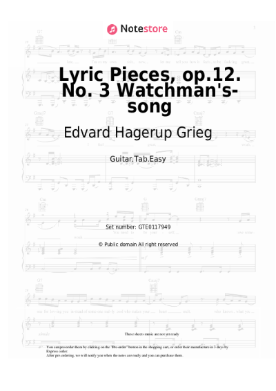 undefined Edvard Hagerup Grieg - Lyric Pieces, op.12. No. 3 Watchman's-song