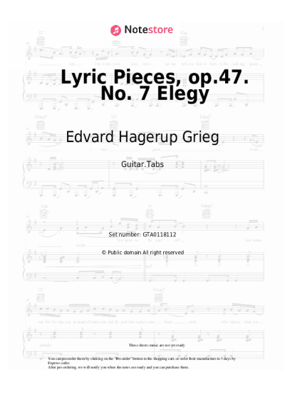 Sheet music, chords Edvard Hagerup Grieg - Lyric Pieces, op.47. No. 7 Elegy