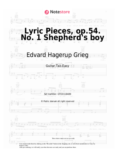 undefined Edvard Hagerup Grieg - Lyric Pieces, op.54. No. 1 Shepherd's boy