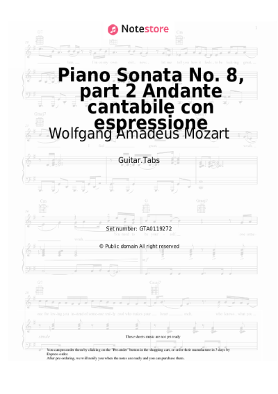 undefined Wolfgang Amadeus Mozart - Piano Sonata No. 8, K. 310/300d, part 2 Andante cantabile con espressione