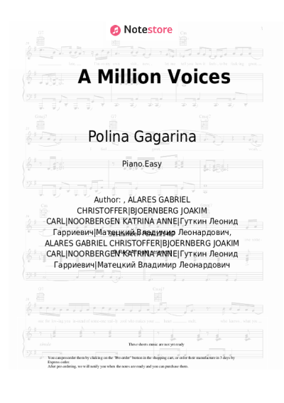Sheet music, chords Polina Gagarina - A Million Voices