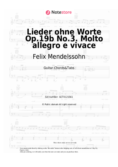 undefined Felix Mendelssohn - Lieder ohne Worte Op.19b No.3. Molto allegro e vivace