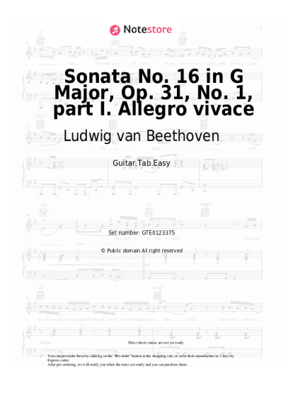 undefined Ludwig van Beethoven - Sonata No. 16 in G Major, Op. 31, No. 1, part I. Allegro vivace