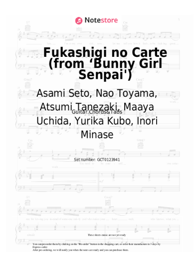 Sheet music, chords Asami Seto, Nao Toyama, Atsumi Tanezaki, Maaya Uchida, Yurika Kubo, Inori Minase - Fukashigi no Carte (from ‘Bunny Girl Senpai')