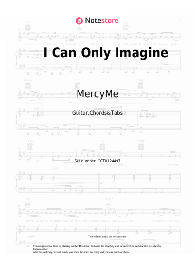 Sheet music, chords MercyMe - I Can Only Imagine
