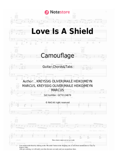 Sheet music, chords Camouflage - Love Is A Shield