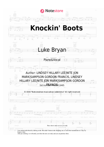 Sheet music, chords Luke Bryan - Knockin' Boots
