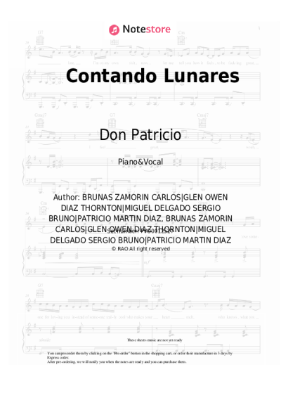 Sheet music, chords Don Patricio, Cruz Cafuné - Contando Lunares