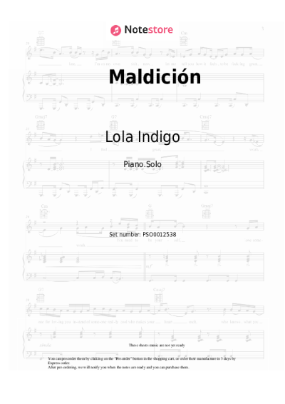 Sheet music, chords Lola Indigo, Lalo Ebratt - Maldicion