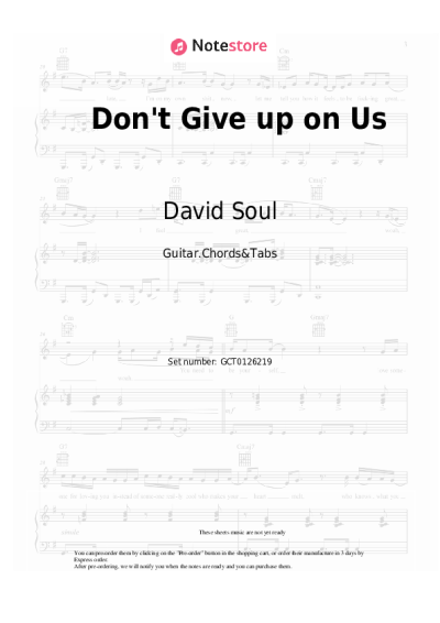 Sheet music, chords David Soul - Don't Give up on Us