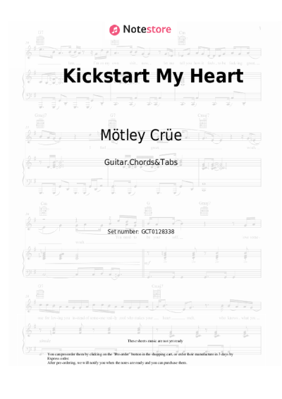 Sheet music, chords Mötley Crüe - Kickstart My Heart