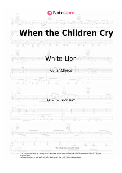 Sheet music, chords White Lion - When the Children Cry