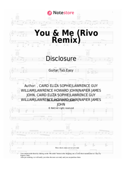 Sheet music, chords Disclosure, Eliza Doolittle - You & Me (Rivo Remix)