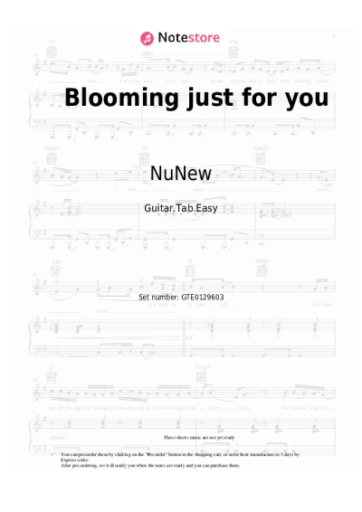 Sheet music, chords NuNew, Paul Kim - Blooming just for you