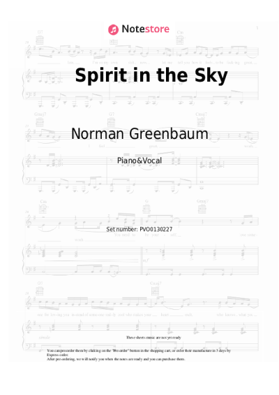 Sheet music, chords Norman Greenbaum - Spirit in the Sky