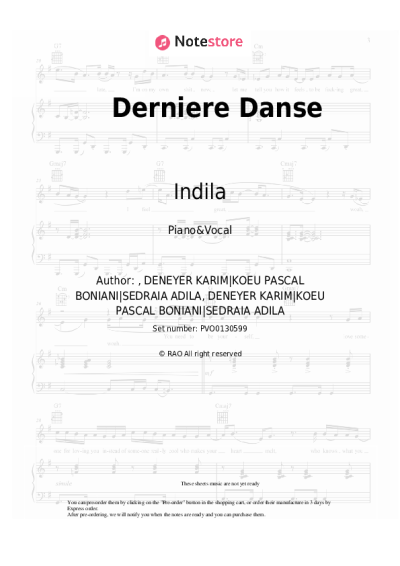 Sheet music, chords Indila - Derniere Danse