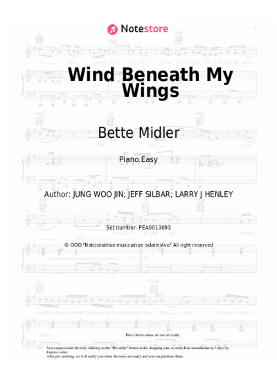 Sheet music, chords Bette Midler - Wind Beneath My Wings