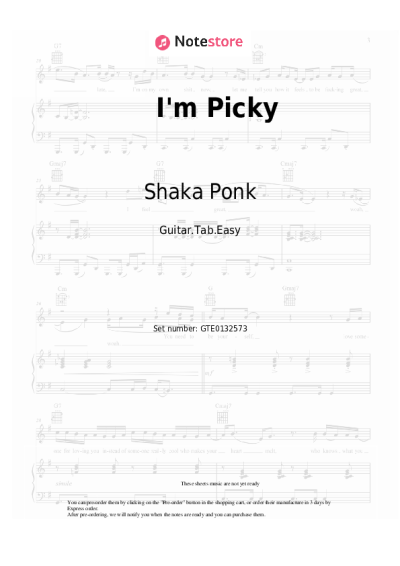 Sheet music, chords Shaka Ponk - I'm Picky