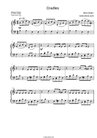 Sheet music, chords Sub Urban - Cradles
