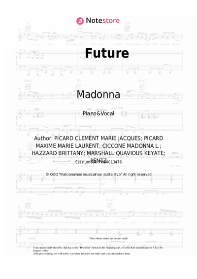 Sheet music, chords Madonna, Quavo - Future