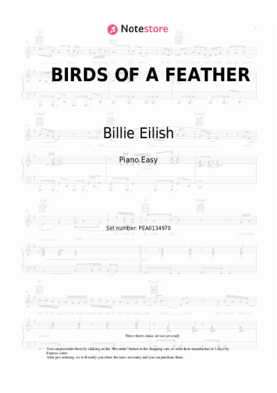Sheet music, chords Billie Eilish - BIRDS OF A FEATHER