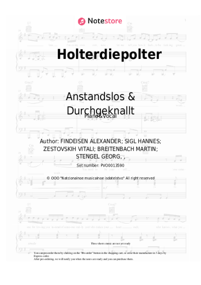 Sheet music, chords Anstandslos & Durchgeknallt, Georg Stengel - Holterdiepolter