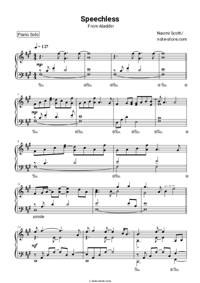 Sheet music, chords Naomi Scott - Speechless (Full, From Aladdin 2019)