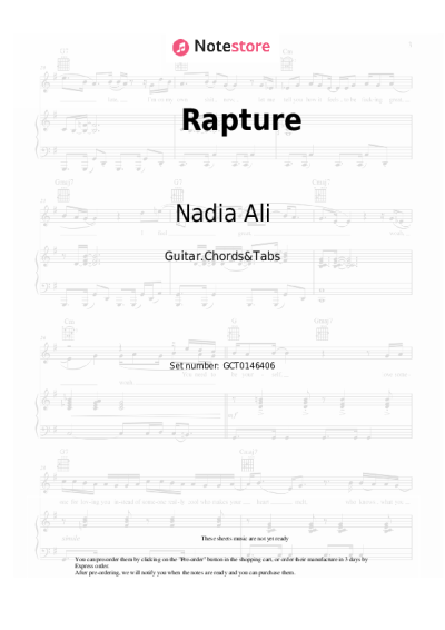 Sheet music, chords Nadia Ali - Rapture