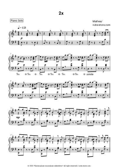 Sheet music, chords Mathea - 2x