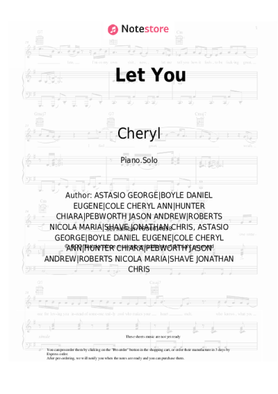 Sheet music, chords Cheryl - Let You