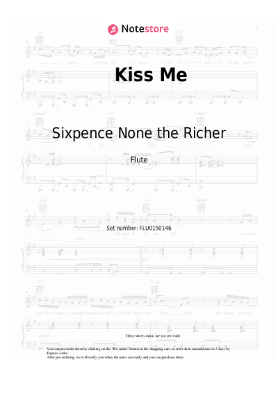 Sheet music, chords Sixpence None the Richer - Kiss Me