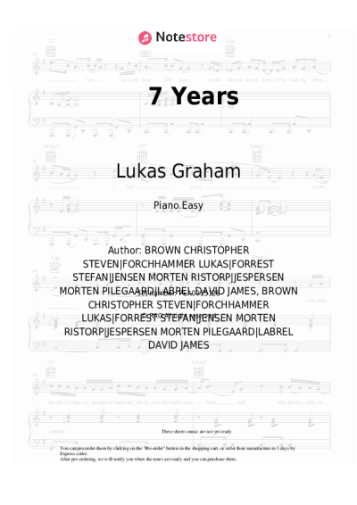Sheet music, chords Lukas Graham - 7 Years
