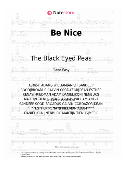 Sheet music, chords The Black Eyed Peas, Snoop Dogg - Be Nice