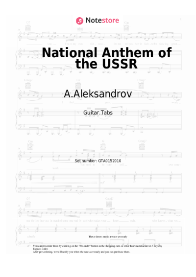 Sheet music, chords A.Aleksandrov - National Anthem of the USSR
