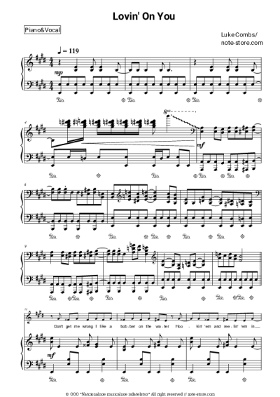 Sheet music, chords Luke Combs - Lovin' On You