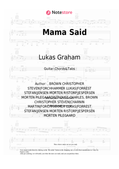 Sheet music, chords Lukas Graham - Mama Said