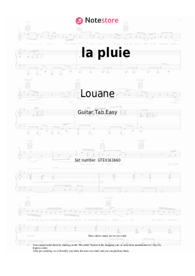 Sheet music, chords Louane - la pluie