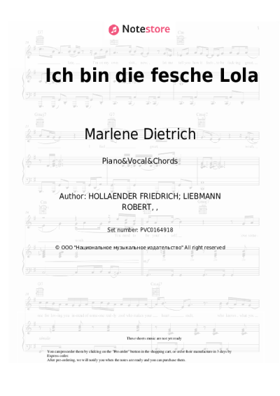 undefined Marlene Dietrich - Ich bin die fesche Lola (from 'The Blue Angel')