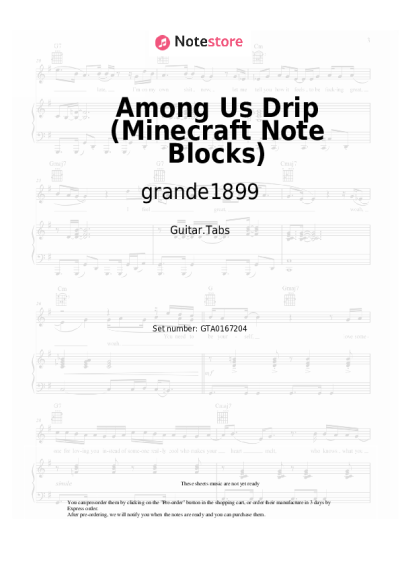 Sheet music, chords grande1899 - Among Us Drip (Minecraft Note Blocks)