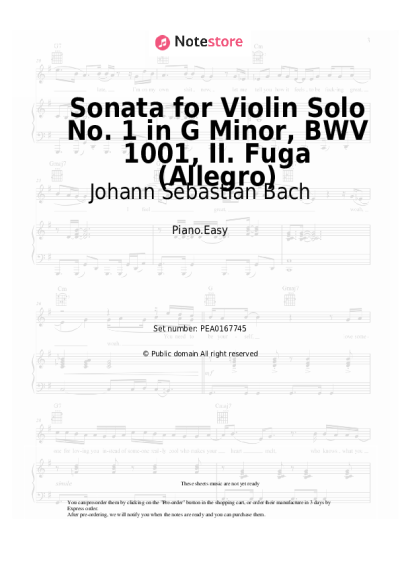 undefined Johann Sebastian Bach - Sonata for Violin Solo No. 1 in G Minor, BWV 1001, II. Fuga (Allegro)