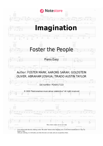 Sheet music, chords Foster the People - Imagination