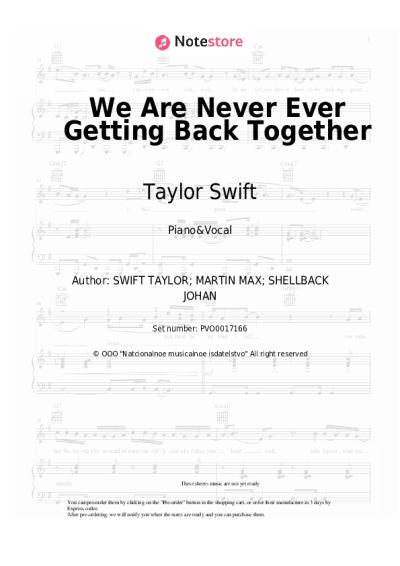 undefined Taylor Swift - We Are Never Ever Getting Back Together