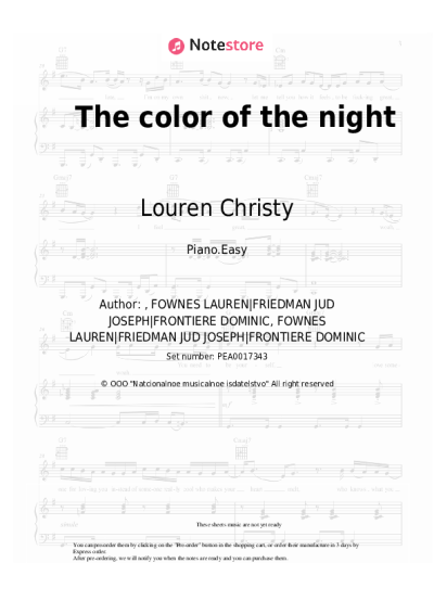 Sheet music, chords Louren Christy - The color of the night