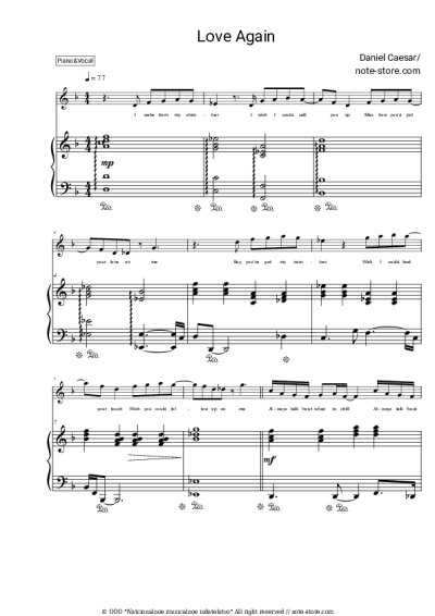 Sheet music, chords Daniel Caesar, Brandy - Love Again