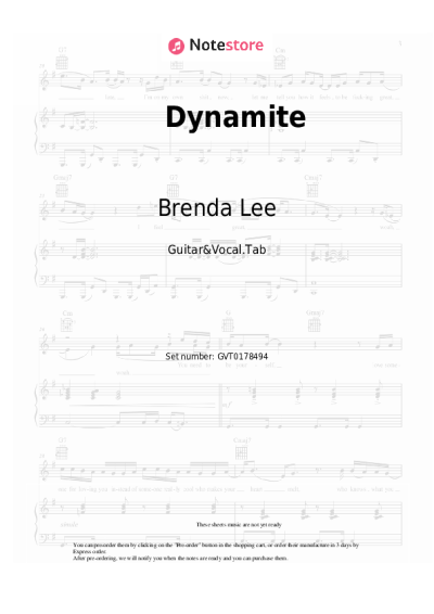 Sheet music, chords Brenda Lee - Dynamite