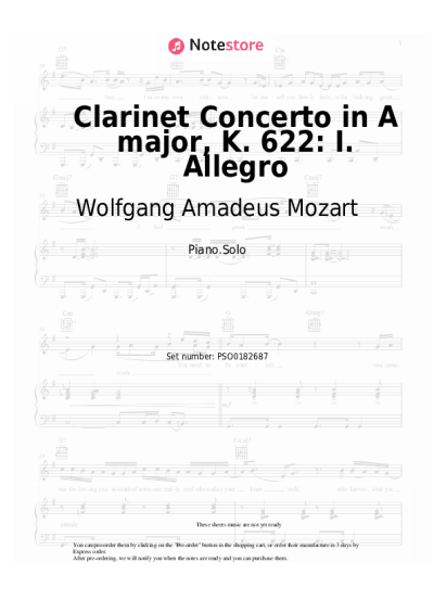 undefined Wolfgang Amadeus Mozart - Clarinet Concerto in A major, K. 622: I. Allegro
